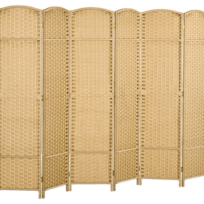 Moustiquaire de 5,6 pi de hauteur, cloison pliante 6 panneaux d'intimité. Bois naturel, tissé à la main pour l'intimité de la chambre à coucher et du bureau à domicile, pièce