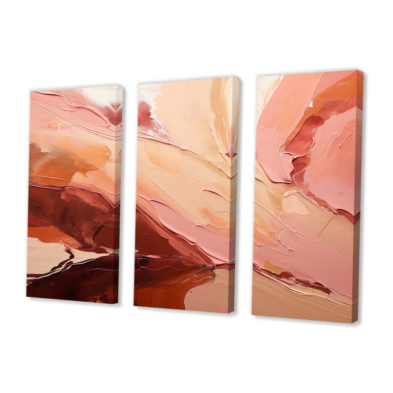 Cacao Landscape Immersion - ensemble d'art mural abstrait, Toile tendue, H 28 po x l 36 po x P 1 po
