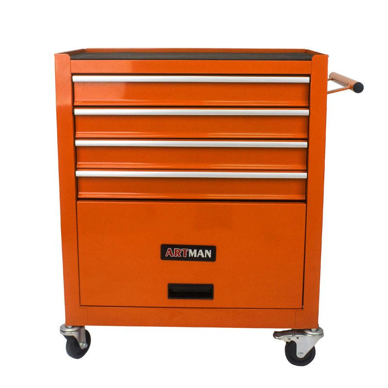 Chariot à outils multifonctionnel avec 4 roulettes, Orange