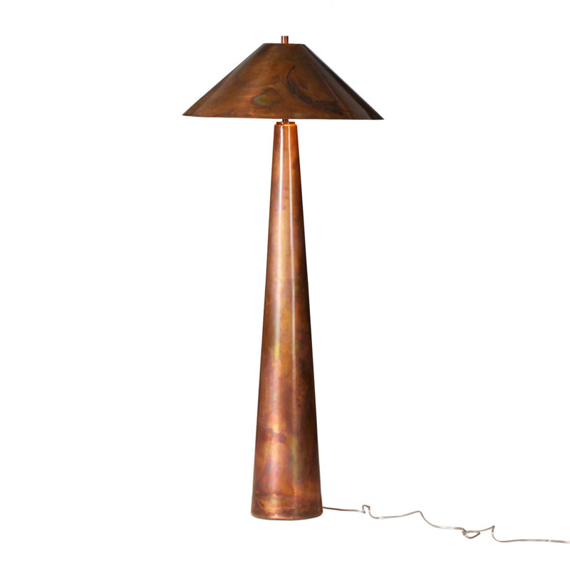 Romani Floor Lamp, Yellow Brown, Metal, Iridescent Acid Wash