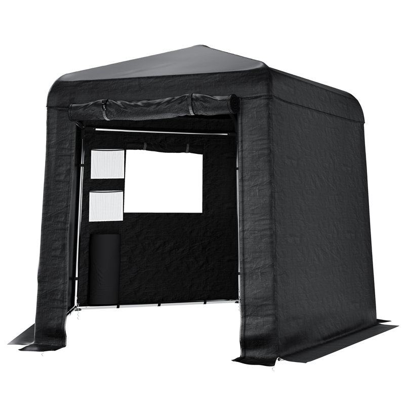  Guardian Shelter Series AMERLIFE Black Pentagonal Storage Shed, 6.3 FT Side with PVC Windows, Mesh & PE Storage Pockets, Top Hooks