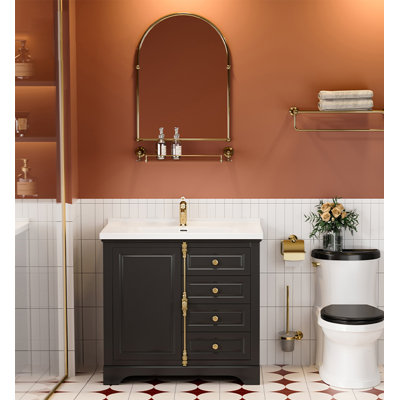 Meuble-lavabo intégré en céramique French Retro