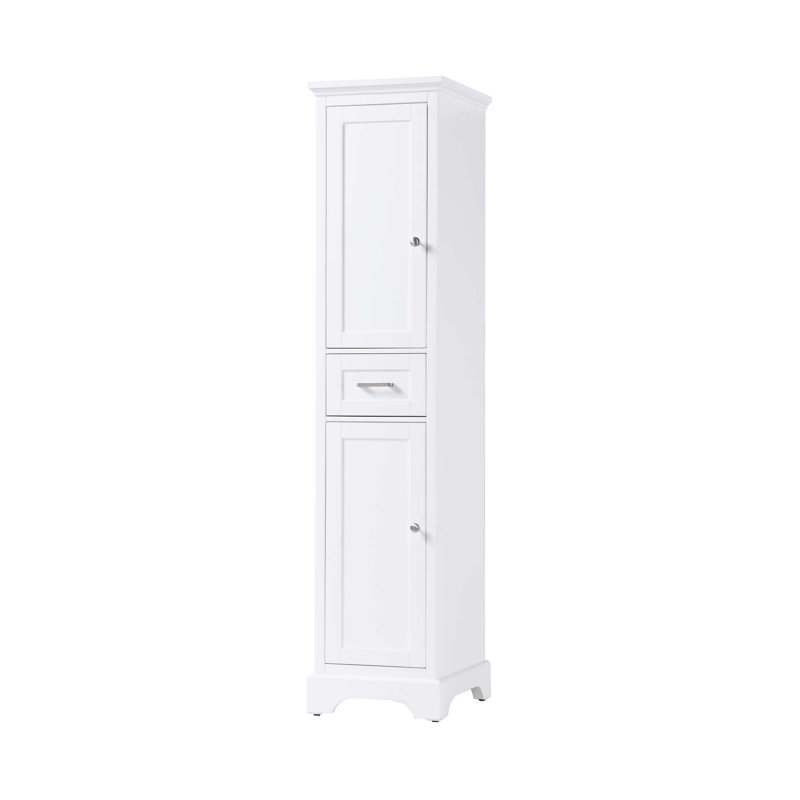 16 inch Bath Storage Cabinet in White, White, 72" H x 16" W x 20" D