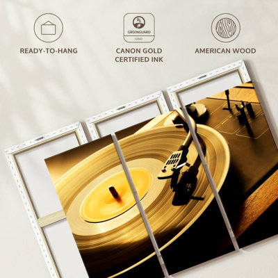 " Spinning Vinyl Record " 3 Piece Art Print