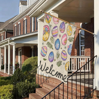 Colorful Easter Eggs Welcome Flag, for Indoor & Outdoor, 70L x 47W