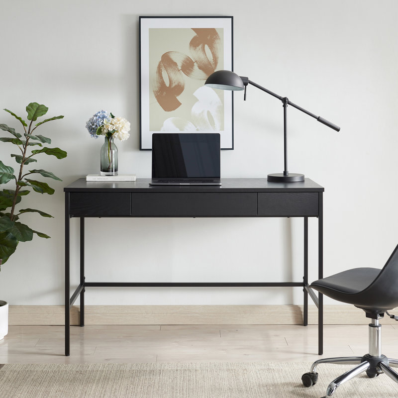 Evans 121.285cm W Rectangle Writing Desk, Black