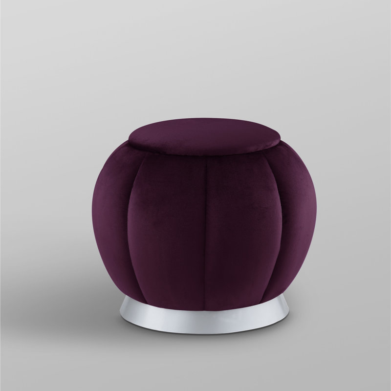 Repose-pieds rond 20 po Lakicha, Velours mauve