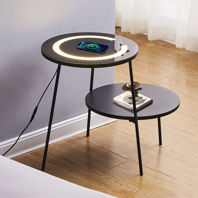Aatreya Glass Top Abstract End Table