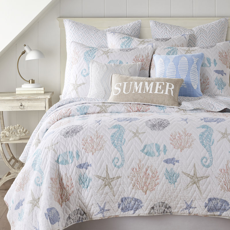 Blue and Gray Chevron Cotton Euro Sham Set of 2