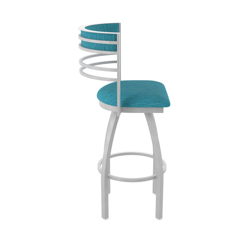 Hunter Swivel Stool, Anodized Nickel, Counter Stool (25" Seat Height), Fabric-Graph Tidal