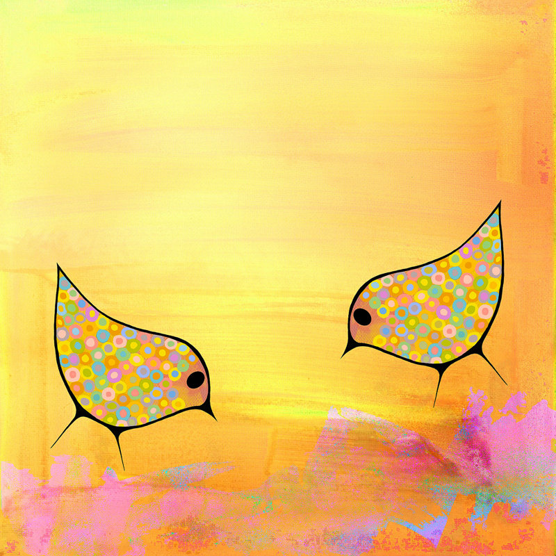Ensembles de housses de couette DiaNoche en microfibre par China Carnella - oiseaux jaunes