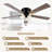 60" Farmhouse 5 - Blade Flush Mount Low Profile Indoor Standard Ceiling Fan With Remote Control And Light Kit Included-790616364