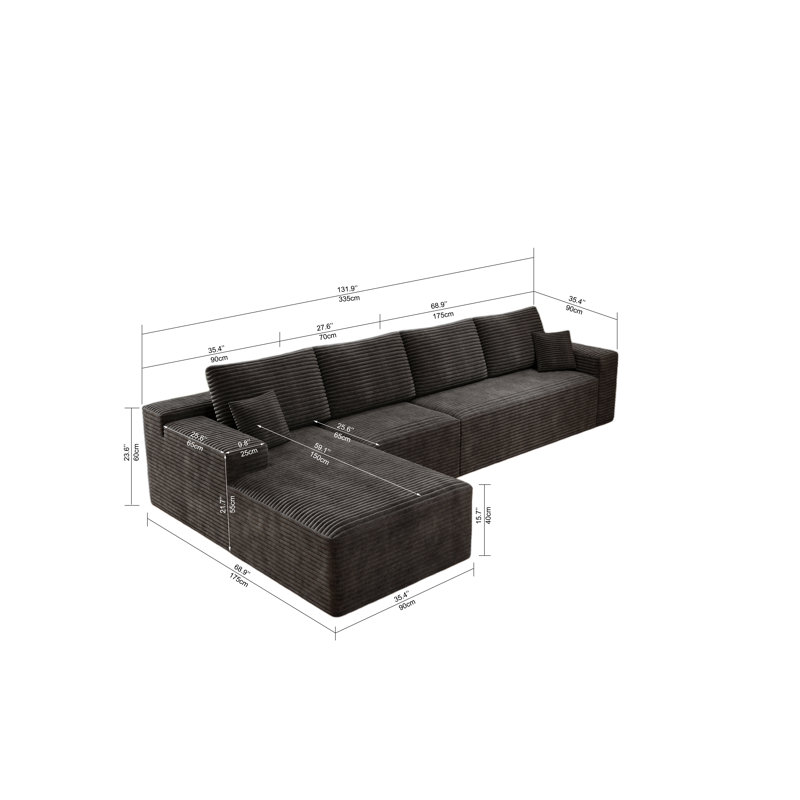 Canapé modulaire modulaire, canapé rembourré et comprimé pour salon, chambre à coucher, appartement, Gris