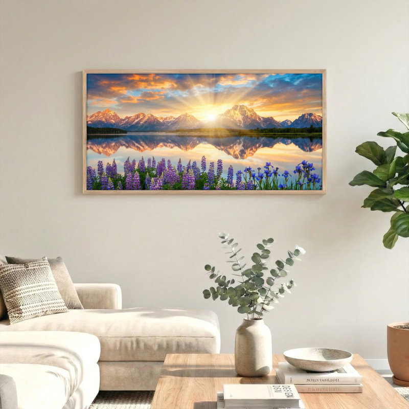 «Mountain Sunrise», reproduction d'art sur toile encadrée de 1 48 po x 24 po, 48 x 24 pouces