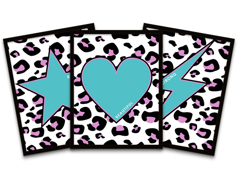 Leopard Strong Beautiful Heart Reverse - 3 Piece Print Set