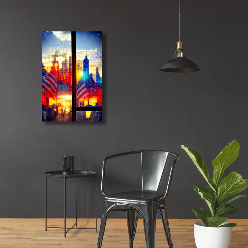 «New York 2» par Ray Heere, art en verre acrylique Wal, H 36 po x l 24 po x P 0,2 po