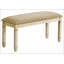 Banc, 41 po rectangulaire, cuisine, salle à manger, entrée, chambre à coucher, revêtement, bois, bois massif blanc antique, tissu d'aspect lin, transitionnel