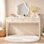 Bureau de coiffeuse à 3 tiroirs crème blanc, table de maquillage et d'écriture polyvalente pour la chambre à coucher, miroir non inclus