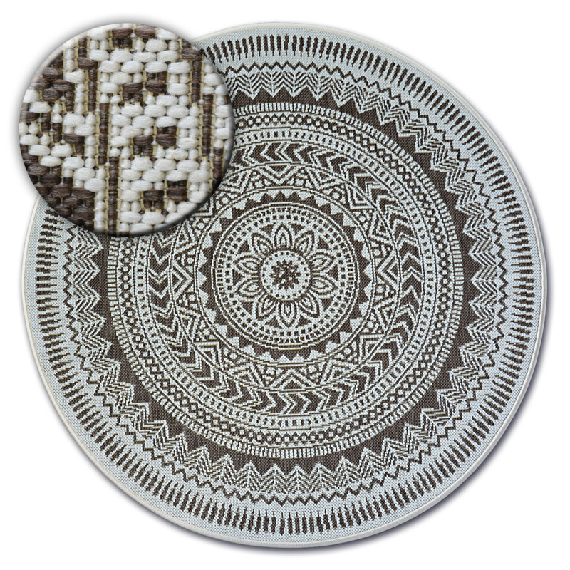 Round Iarrobino Moroccan 120cm X 120cm Indoor / Outdoor Area Rug