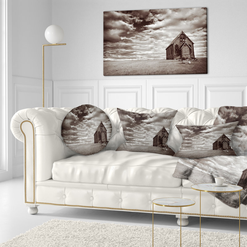 Printed Abandoned Desert Church Lumbar Pillow