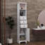 Grande armoire de rangement pour salle de bain avec 3 tiroirs et tablettes flexibles