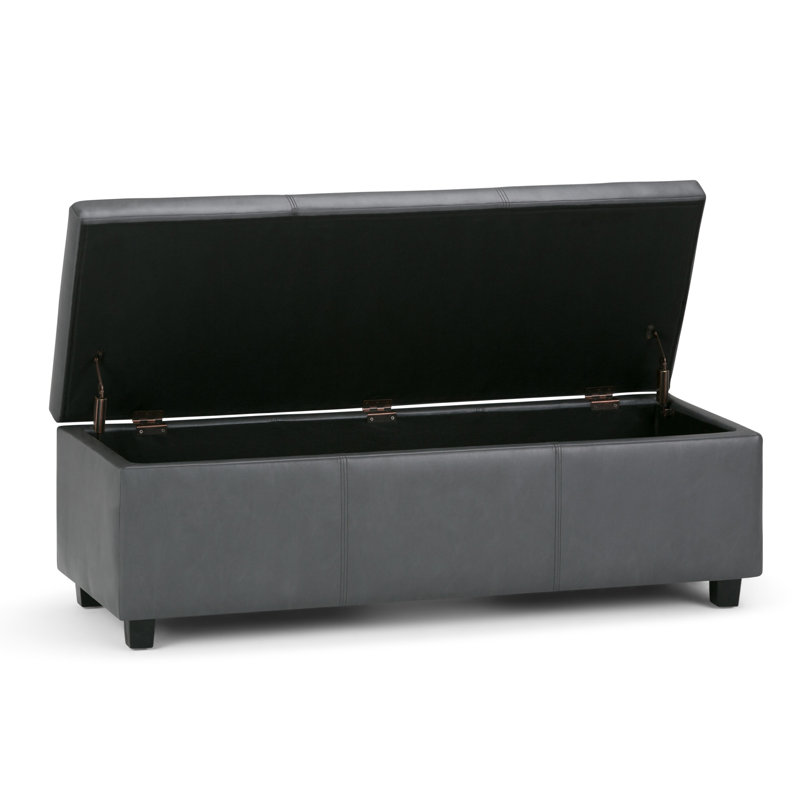 Stone Gray Contemporary Bench Ottoman with Inner Storage