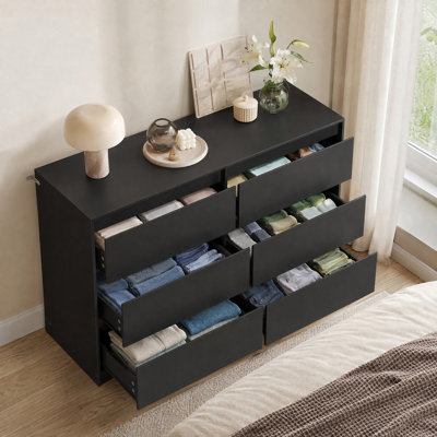 Modern Particleboard 6-Drawer Dresser Clothes Storage Cabinet