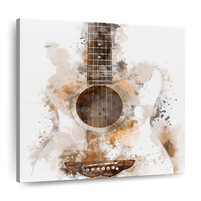 Acoustic Guitar Splash Canvas Print
