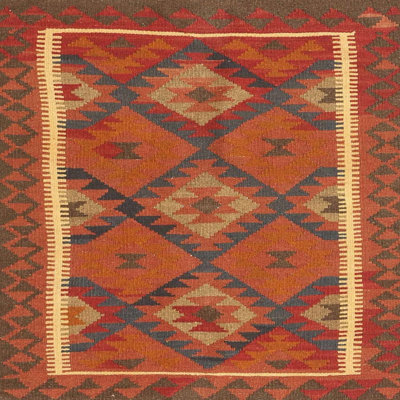 Tapis noir/orange/beige contemporain Gero