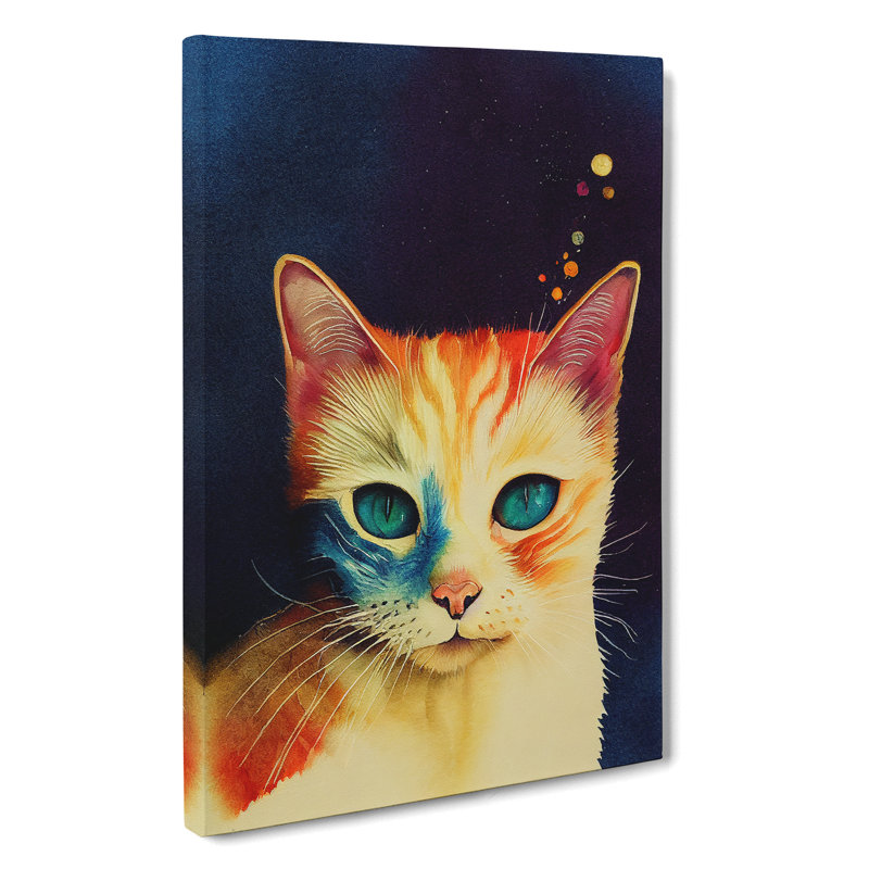 Cat In Watercolour No.3 - Wrapped Canvas Painting, 76cm H x 50cm W x 3cm D