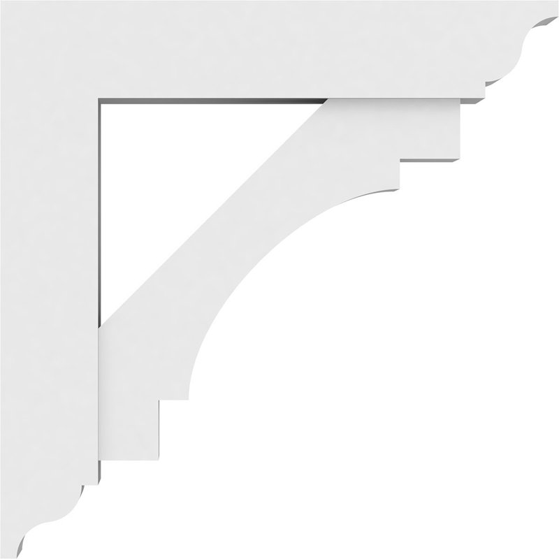 3"W x 20"D x 20"H Standard Merced Architectural Grade PVC Bracket with Traditional Ends, 20"H x 3"W x 20"D