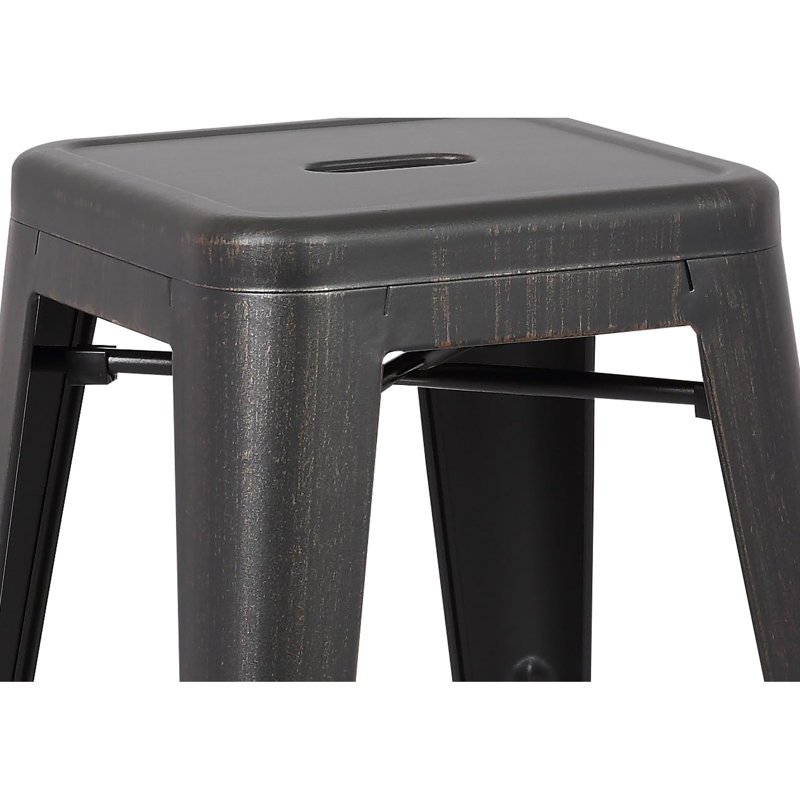 2 tabourets de bar sans dossier Art, hauteur de siège de 30 po, couleur principale noire, fabrication ABS + PC, empilable pour les petits espaces, utilisation parfaite dans la cuisine de style industriel de 2, siège, finition vieillie, poids léger