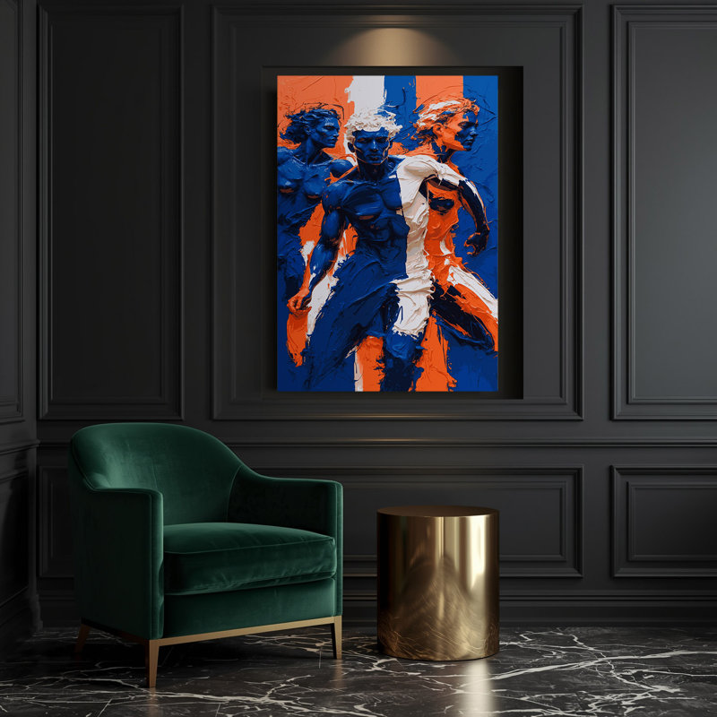 Abstrait art figuratif sur toile bleu 76, H 14 po x l 11 po