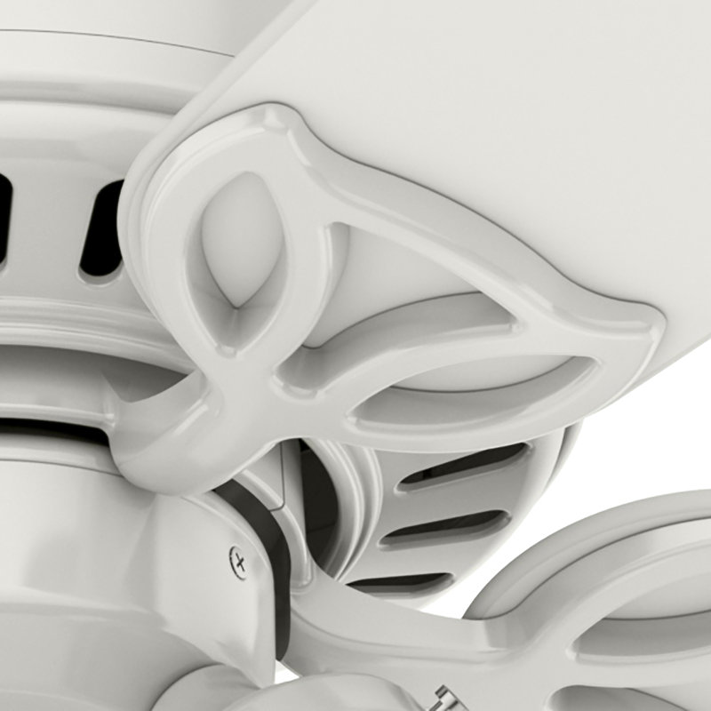 107cm Ceiling Fan with Light Kit, White/Light Oak, White