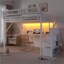 Lit avec bureau et station de charge, lit mezzanine en métal avec escalier et lumière pour enfants adolescents