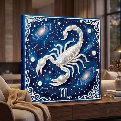 Ensemble de peinture acrylique diamant 12 constellations, ensemble de peinture décorative à faire soi-même avec strass et perles, bordure à coller soi-même, ornement de table.