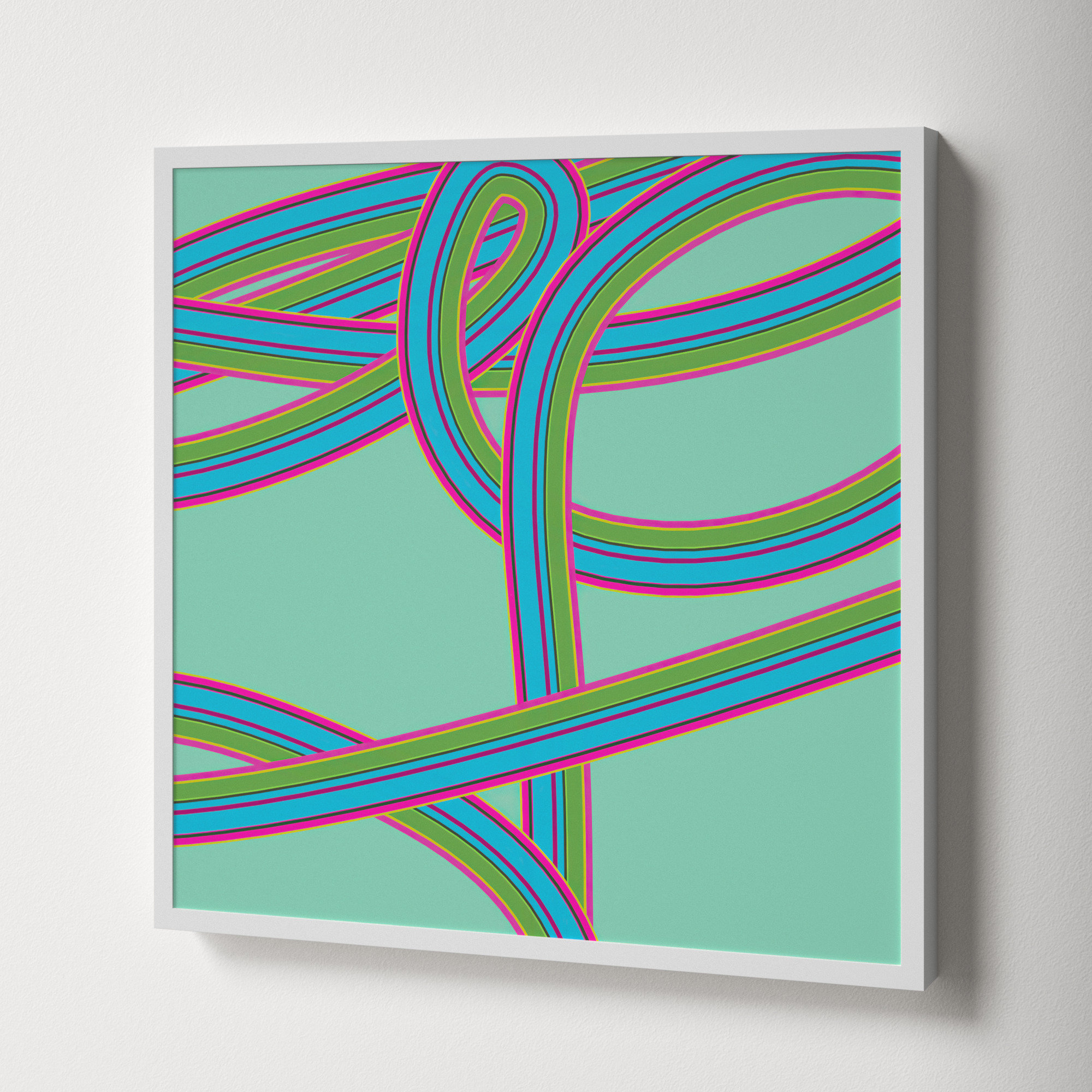 Turquoise Twist by Jacques Pilon, White, 16" H x 16" W x 1.25" D