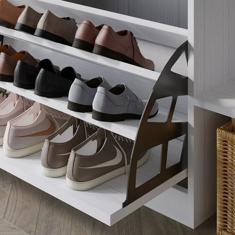 12 Pair Shoe Storage Bench, White