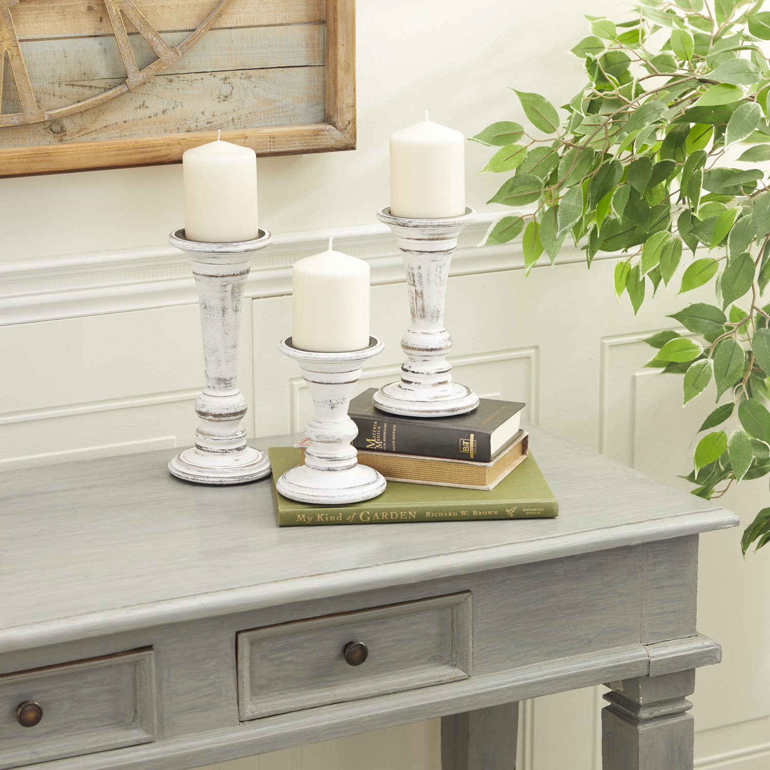 Wood Candlestick Holder Set