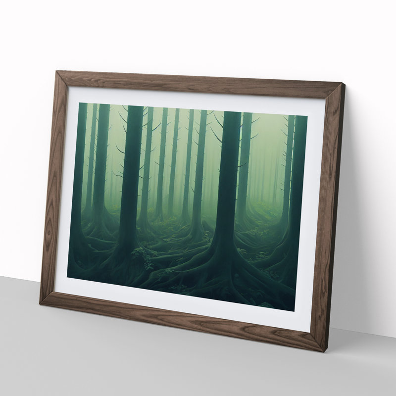 Carefree Forest - Single Picture Frame Print, 25cm H x 34cm W x 2cm D, Walnut Framed