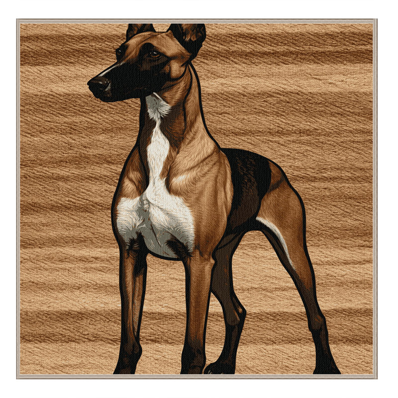 Washable Azawakh Dogs Area Rug, Square 6'