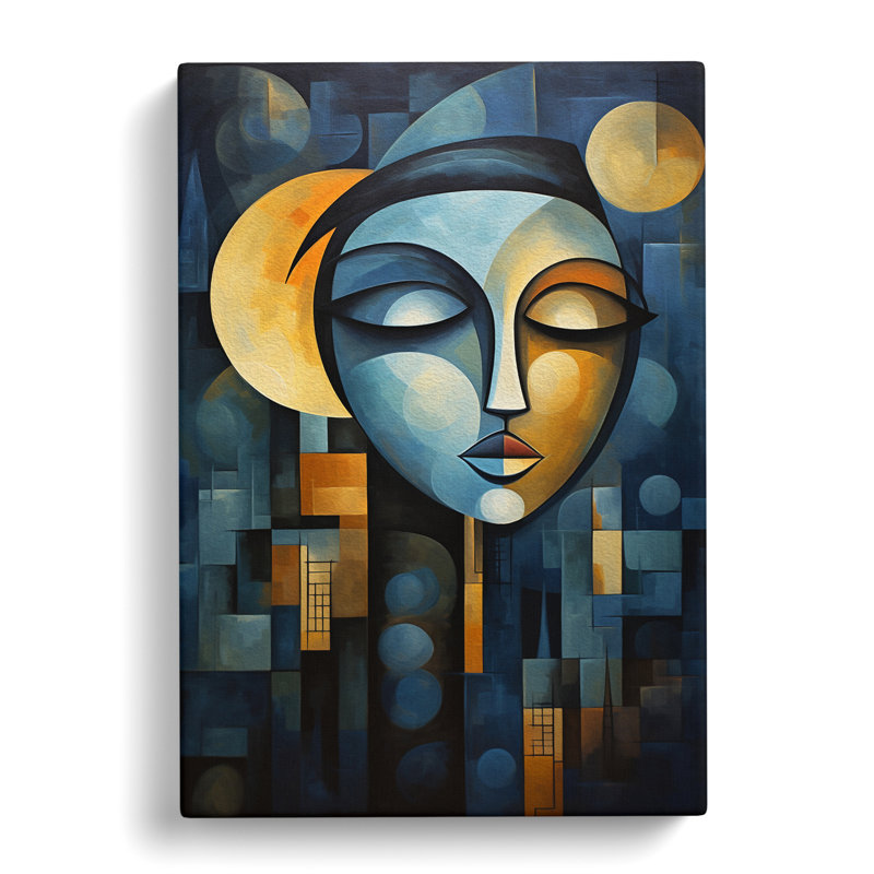 Moon Cubism - Single Picture Frame Print, 76cm H x 50cm W x 3cm D