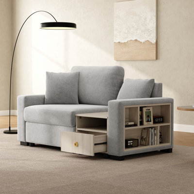 Roomfitters Modern Modular Sofa Couch with Storage Armrest and Center Console, 63 Inch, Gray