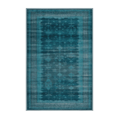 Machine Washable Overdyed Blue Area Rug