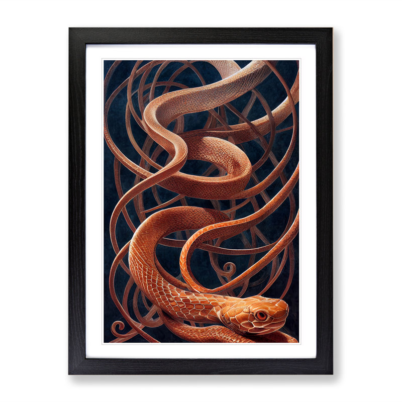 Endless Snake - Single Picture Frame Print, 64cm H x 46cm W, Black