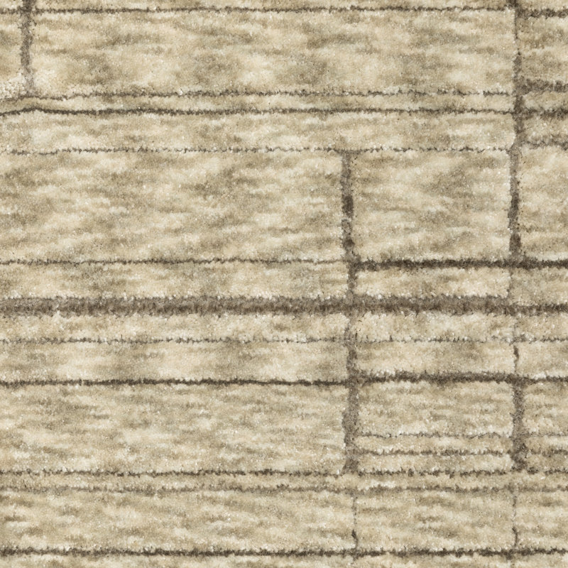 Edner Industrial Distressed Lines Beige/ Brown Area Rug, Rectangle 9'10" x 12'11"