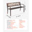 Banc de patio extérieur en métal avec dossier floral et accoudoirs Grove