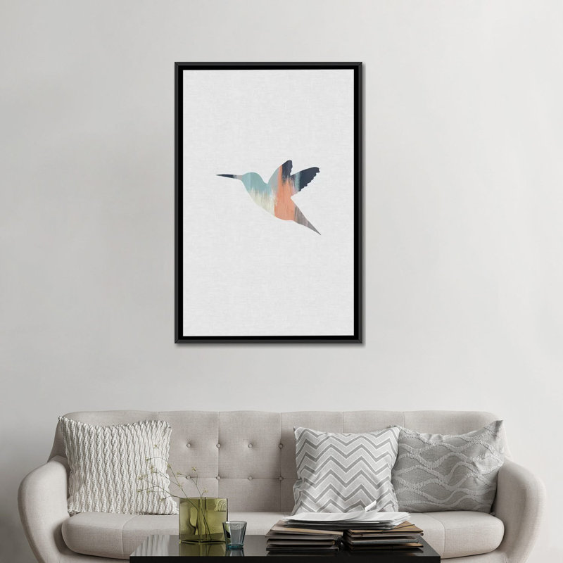 « pastel hummingbird », impression sur toile, H 26 po x l 18 po x P 1,5 po, Toile avec cadre noir, Pas de tapis