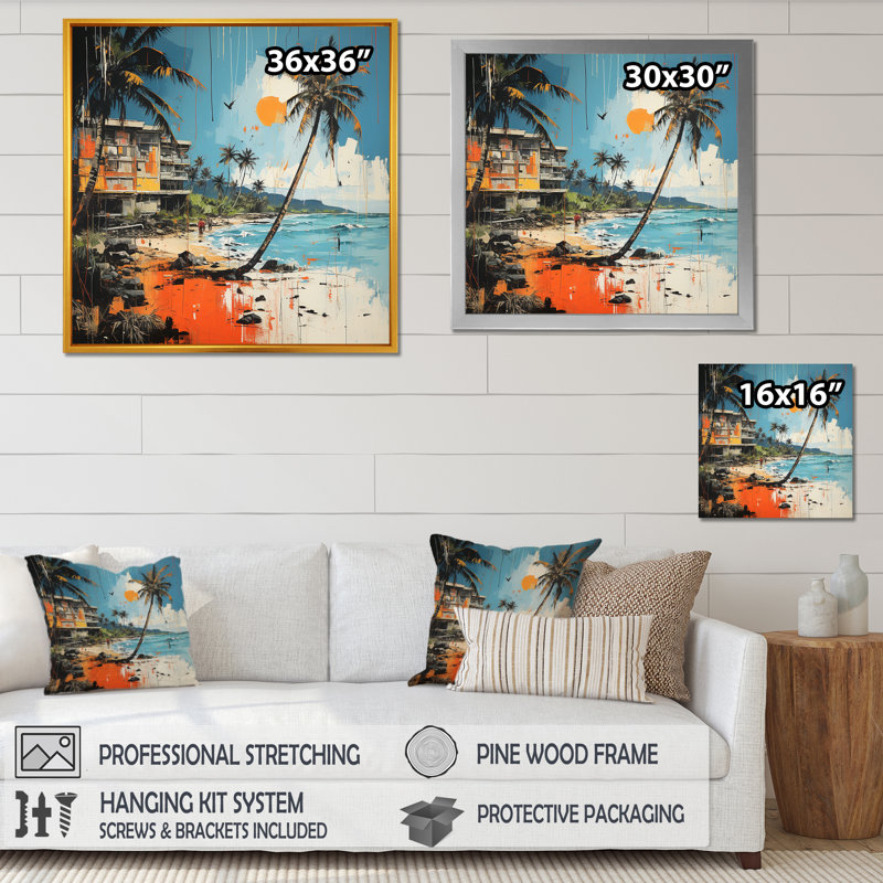 Popart Maui Beach Landscape 4 - fruits, art mural, Toile tendue, H 30 po x l 30 po