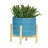 8" Striped Planter W/ Wood Stand